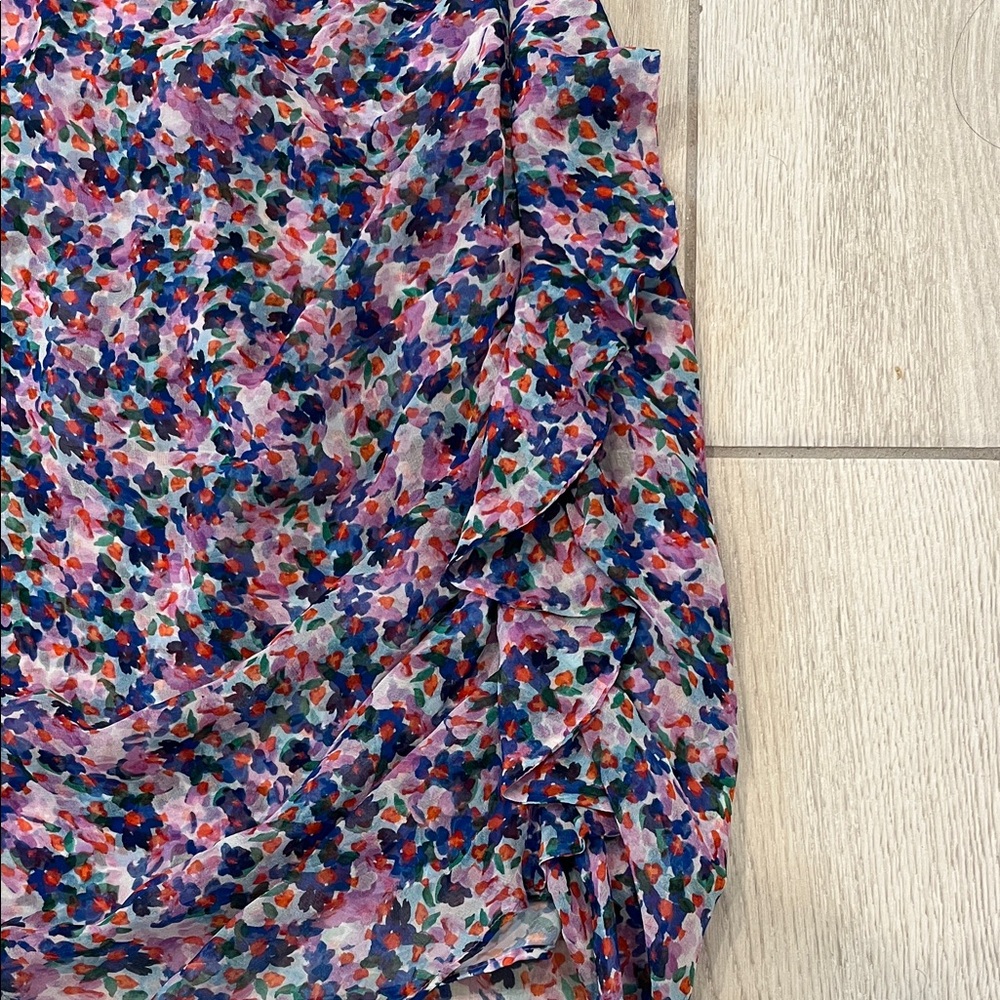 Veronica Beard Skirt Floral Spencer Side Ruffles in Multi-Color-100%Silk - Picture 8 of 11